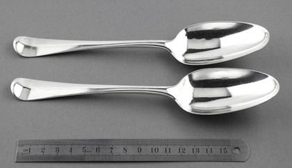 Rat Tail Hanoverian Tablespoons (Pair) - Ridge and Brooke Family Armorial